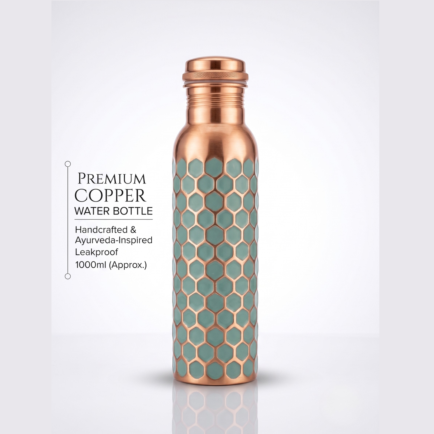 Handmade Blue Diamond  950 ml 32 oz Copper Bottle with Cleaning Brush