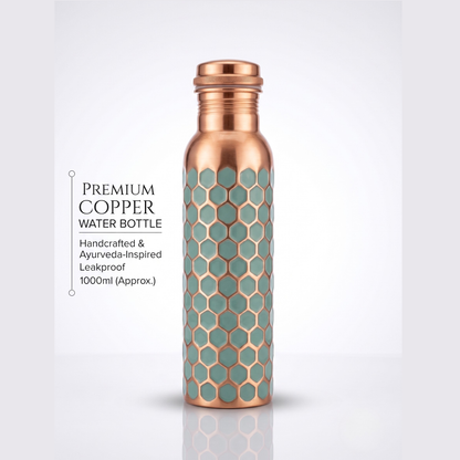 Handmade Blue Diamond  950 ml 32 oz Copper Bottle with Cleaning Brush
